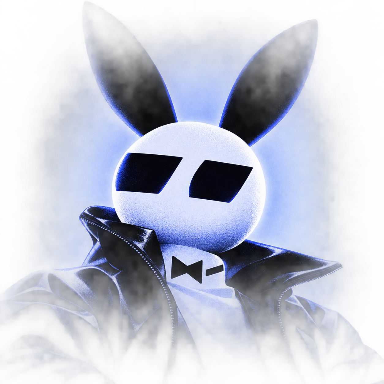 FOMOBOY, a night-dwelling rabbit in cold blue light